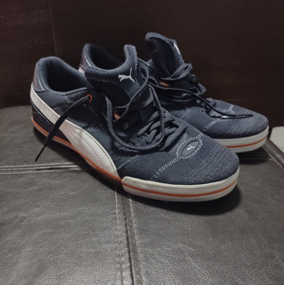 Puma Men's Black and White Sneakers with Orange Accents
